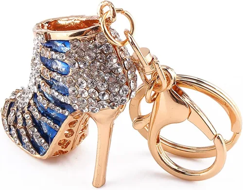 Vista 5 de Yosoo Llavero de tacón alto con diamantes de imitación para decoración de zapatos, llavero esmaltado multicolor, llavero de coche, regalo