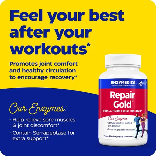 Vista 2 de Enzymedica Repair Gold para hombres y mujeres - Suplemento de enzimas proteolíticas con bromelina, proteasa, serrapeptasa y más, suplemento de apoyo