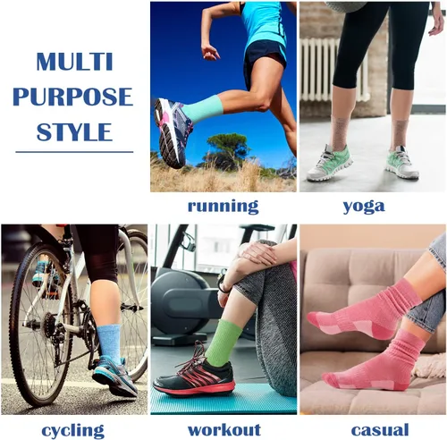 Vista 6 de Gonii Calcetines deportivos para mujer, 5 pares, para senderismo, correr, con cojín grueso