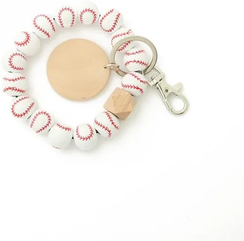 Vista 2 de tenghong2021 Llavero de madera con dije de béisbol y sóftbol, pulsera para atletas deportivos, regalo de regreso a casa, mujeres y niñas, béisbol