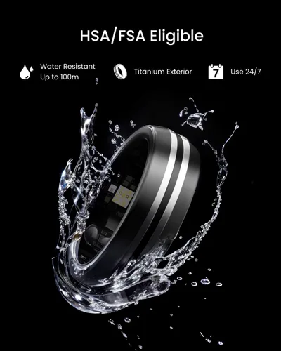 Vista 6 de RENPHO Lynx Anillo Inteligente - Seguimiento de sueño y actividad durante todo el día, incluye estuche de carga, regalos para hombres, batería de 7