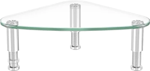 Vista 7 de Hemudu Vidrio templado para elevar monitor de computadora/Soporte de esquina de escritorio triangular que ahorra espacio para monitor de computadora