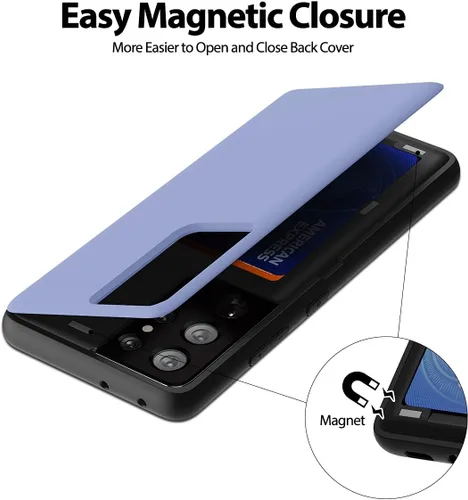 Vista 4 de GOOSPERY Tope Magnético de Puerta Compatible con Galaxy S21 Ultra, Funda Cartera con Portarjetas, Imán Fácil de Cierre Automático, Cubierta Trasera