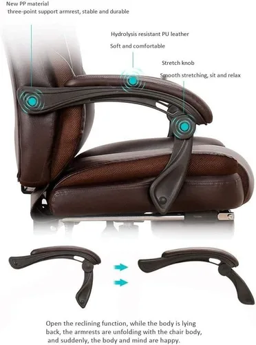 Vista 2 de Tecnología de movimiento ergonómica de oficina ejecutiva, silla de escritorio ajustable con respaldo medio con soporte lumbar