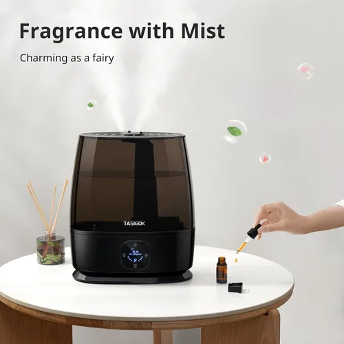 Vista 8 de Humidificadores para dormitorio y hogar, humidificador de aire de niebla fría y cálida de 6 L para habitación grande, guardería, 50 horas, fácil