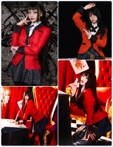 Vista 2 de Disfraz de anime de Yumeko Jabami, conjunto completo de uniforme escolar para fiestas de cosplay