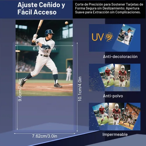 Vista 4 de 200 fundas para tarjetas de primera calidad para tarjetas intercambiables, protectores de plástico duro de calidad de archivo de 35 puntos