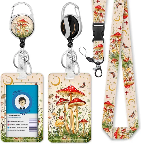 Vista 43 de Giancomics Soporte para tarjetas de identificación negro con cordón, cordones para insignias de identificación con carrete de insignia retráctil
