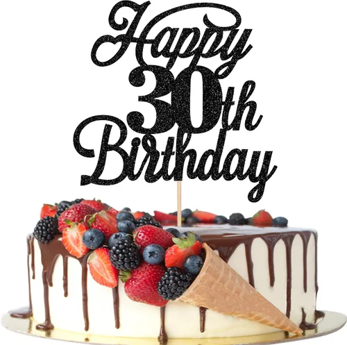 Vista 60 de Rsstarxi 1 paquete de decoración para tarta de cumpleaños 8 con purpurina negra de 8 años y fabulosos saludos a 8 años de edad, para celebrar el 8º