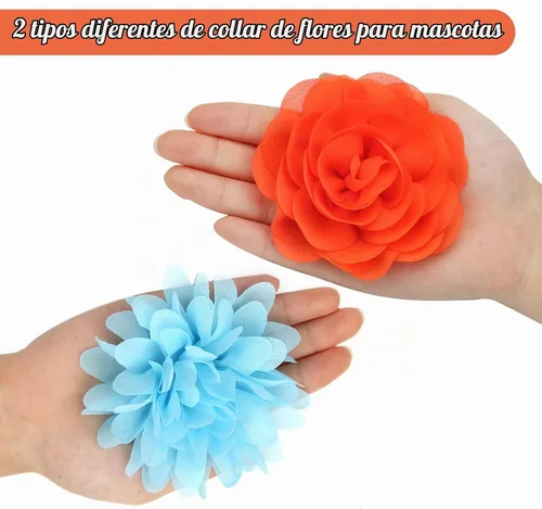 Vista 4 de Catcan 20 piezas de accesorios para collar de flores de perro, collares de flores multicolor para mascotas, 2 estilos de pajarita para perros