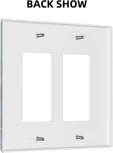 Vista 4 de Placa de pared doble basculante de mármol azul, cubierta decorativa de interruptor de luz de 2 cuadras, moderna acuarela degradada, arte de tinta