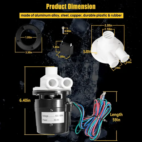 Vista 6 de APTA92P10WD1 Conjunto de motor de bomba de agua para Hoshizaki APTA92P10WD1 equivalente a máquina de hielo, 120V 53.4W 0.4 Amp, reemplazar