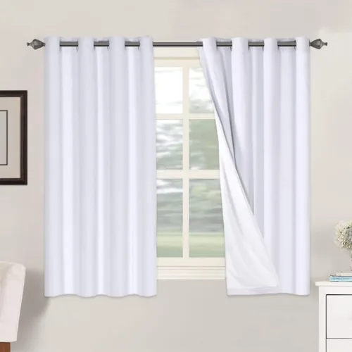 Vista 90 de H.VERSAILTEX Cortinas 100% opacas con aislamiento térmico, texturizadas, de lino, con bloqueo completo de calor y luz, para sala de estar y Negro