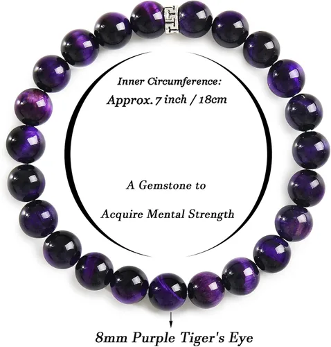Vista 2 de BONNY BOXX Pulsera de piedras preciosas curativas naturales, pulsera de piedra semipreciosa de 0.315in para hombres y mujeres, joyería de cristal
