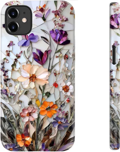 Vista 82 de bemal Funda para iPhone 12 Mini, estética, vintage, floreciente, peonía, concha, femenina, compatible con MagSafe, moderna, única, moderna, moderna