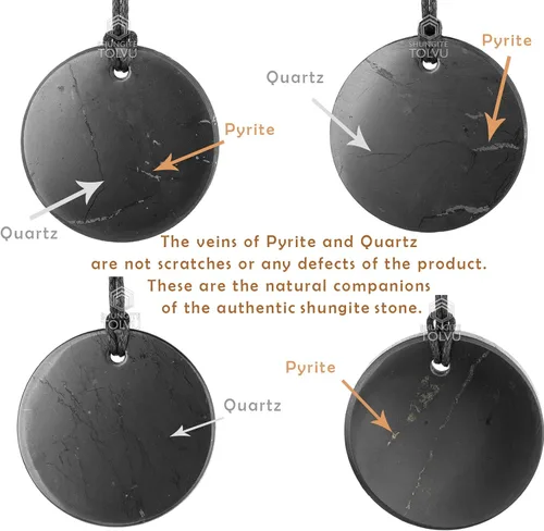 Vista 4 de Colgante Shungite grande - Flor de la Vida - 1.8 pulgadas - Auténtico collar de amuleto de piedra shungita - Hecho a mano - TOLVU, Piedra, Shungita