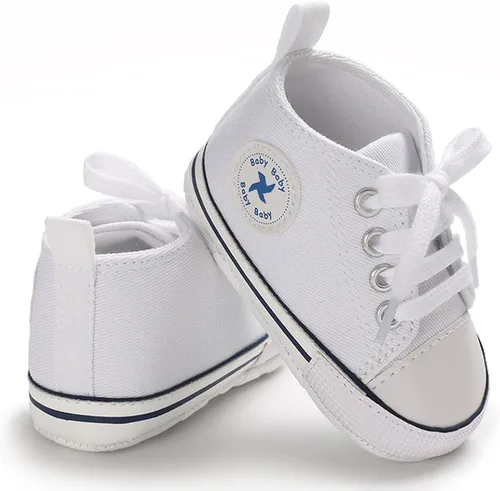 Vista 4 de Zapatos unisex para bebés, niñas y niños, suela suave, lona para recién nacidos, primeros pasos, zapatillas altas antideslizantes