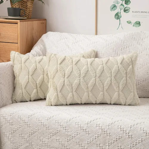 Vista 21 de MIULEE juego de 2 fundas de almohada de lana sintética, bordadas, para sillón, sofá, dormitorio, auto, fundas decorativas