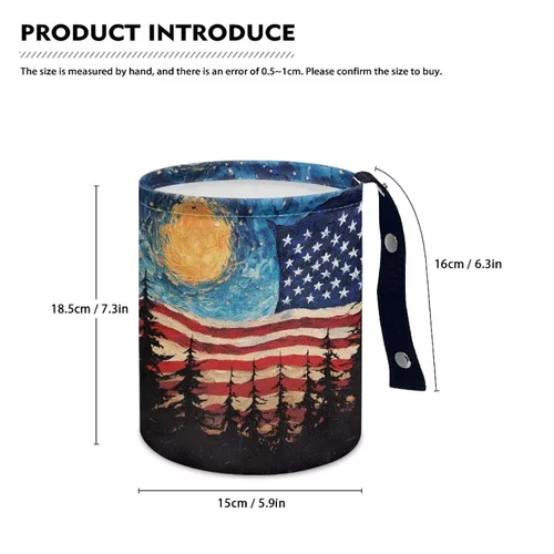 Vista 6 de American Flag Foldable Car Trash Can Small Hanging Car Garbage Can Car Trash Bag Wastebasket Garbage Storage Organizer Trash Bin