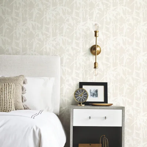 Vista 9 de RoomMates RMK12078WP - Papel pintado moderno de bambú para despegar y pegar, color marrón Beige Bronceado