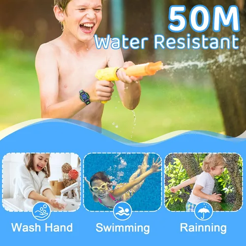 Vista 2 de Edillas Relojes digitales para niños, 7 colores, luces LED, 164.0 ft, impermeables, para niños, estudiantes, adolescentes, deportes al aire libre
