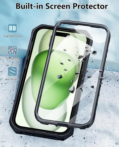 Vista 4 de FNTCASE Funda para iPhone 15: para iPhone 14, 13 y 16e, funda militar a prueba de golpes, funda resistente para teléfono celular con soporte y funda