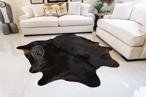 Vista 2 de Sunshine Cowhides Alfombra de piel de vaca 100% genuina, color marrón chocolate oscuro, alfombra de estilo moderno de piel animal y alfombra