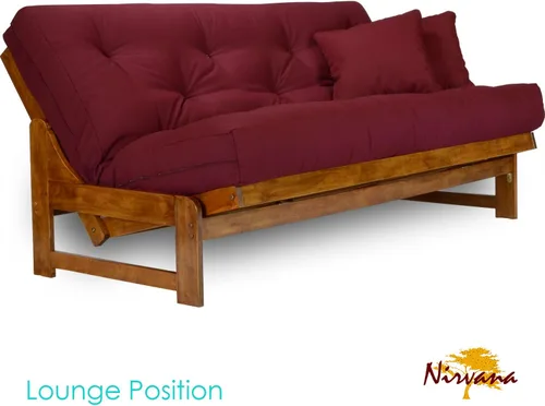 Vista 3 de Juego de futón Nirvana Futons Arden - Tamaño completo, marco, colchón de 8 pulgadas, funda de sarga color burdeos Cubierta de sarga burdeos