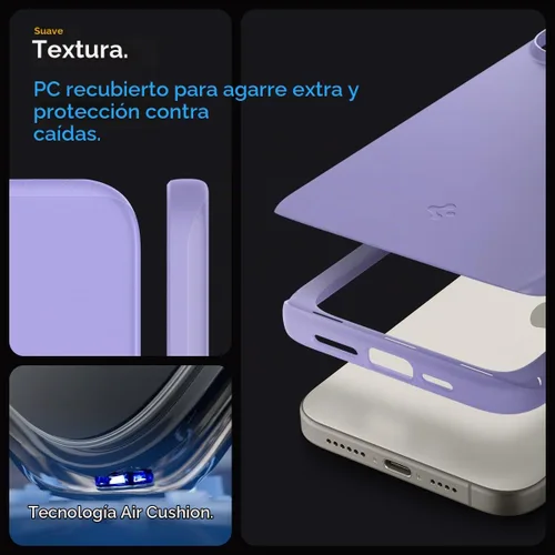 Vista 4 de Spigen Funda delgada diseñada para iPhone 15 Pro Max (2023) [carcasa dura] [protección de grado militar] - morado iris