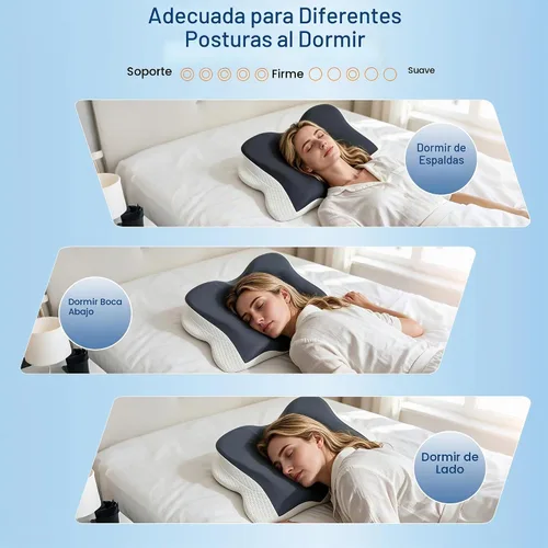 Vista 7 de Almohada cervical para el cuello, almohada ergonómica de espuma viscoelástica para dormir de lado, dormir boca abajo y dormir de espalda, almohada