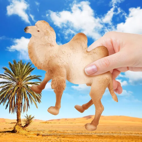 Vista 2 de Supervitae 8 piezas de camellos de plástico grandes, figuras de plástico de gran tamaño salvaje árabe camello dromedario, figuras de animales