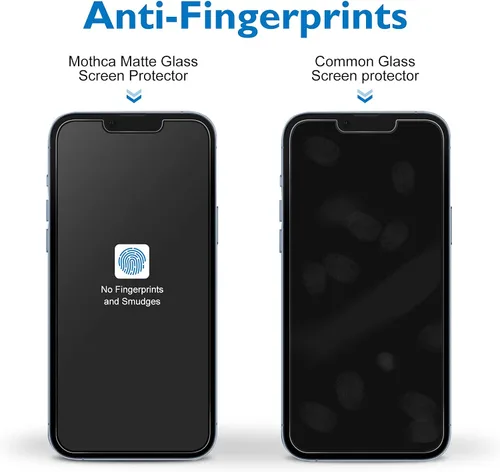 Vista 5 de Mothca Protector de pantalla de vidrio mate para iPhone 14 Plus, antirreflejos, antihuellas, película de vidrio templado, compatible con fundas