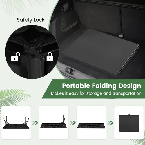 Vista 5 de GYMAX Mesa plegable de 6 pies, mesa de campamento portátil ligera con asa de transporte, fácil de plegar rectangular para interiores y exteriores