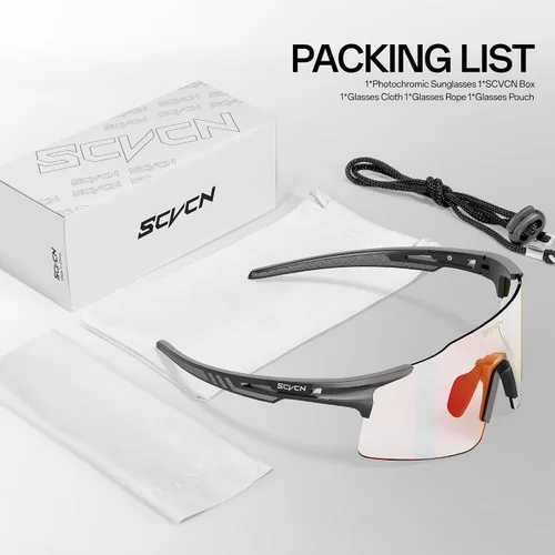 Vista 6 de SCVCN Gafas de ciclismo fotocromáticas deportivas para hombres y mujeres, gafas de sol para bicicleta MTB, protección UV400, marco TR90