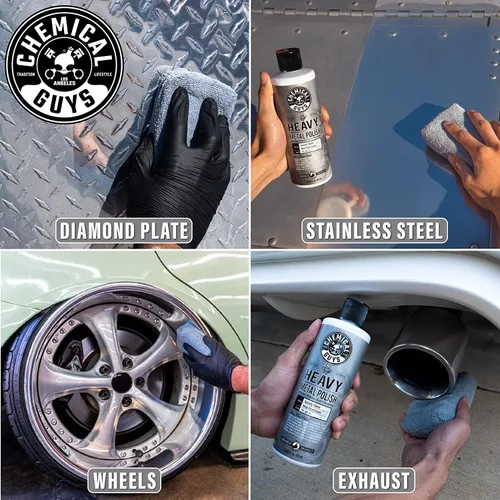 Vista 7 de Chemical Guys, Heavy Metal Polish SPI_402_16 - Abrillantador pesado restaurador y protector para metales (16 oz) y toallas de microfibra de grado