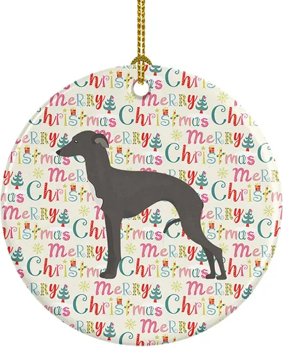 Vista 78 de Caroline's Treasures Abyssinian Sand Terrier - Adorno de cerámica para colgar en el árbol de Navidad, para el hogar, Navidad, fiestas, regalo, 3