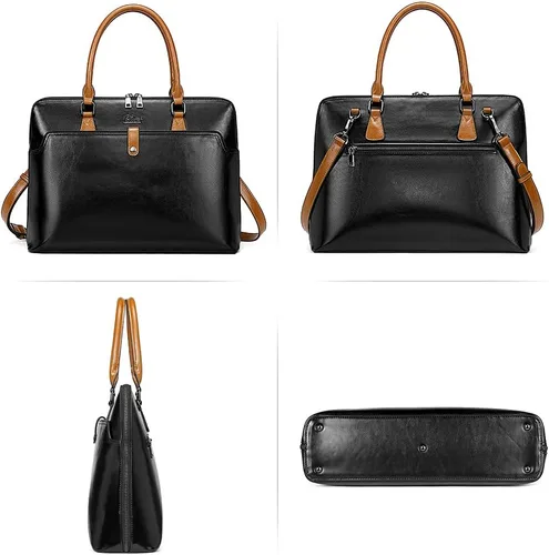 Vista 6 de CLUCI Maletín de cuero para mujer 15.6 pulgadas portátil de negocios vintage delgado bolso de hombro de las señoras