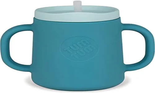 Vista 4 de TUM TUM Taza de entrenamiento para bebés de 3 vías, diseñada con especialista en alimentación, 6.1 fl oz (azul)