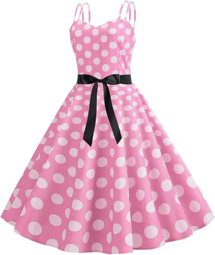 Vista 3 de Vestido vintage de lunares para mujer, vestido retro rockabilly de los años 50, vestido midi para cóctel, fiesta de té, vestido de verano Audrey