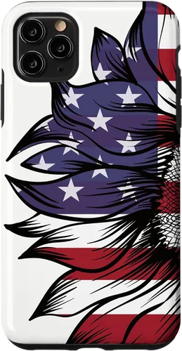 Vista 13 de USA Patriotic 4th of July Sunflower American Flag Case for iPhone 17