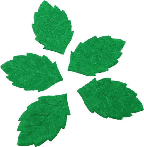 Vista 5 de Hojas de tela falsas, 100 hojas de tela artificiales verdes para álbumes de recortes, proyectos de manualidades, boda, decoración de fiestas, hojas