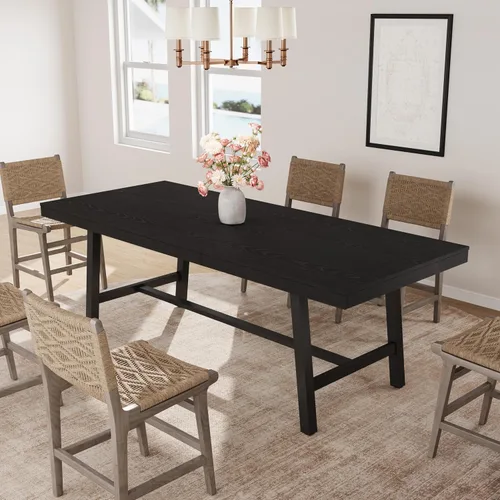 Vista 4 de GarveeHome Mesa de comedor extensible de 63 a 83 pulgadas, mesa de comedor rectangular industrial para 6-8 personas, mesa de cocina expandible