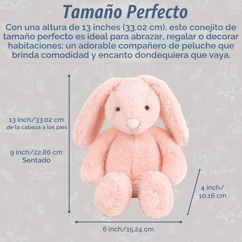 Vista 3 de MON AMI Conejo de peluche de albaricoque de 13 pulgadas, juguete de peluche Conejito de albaricoque