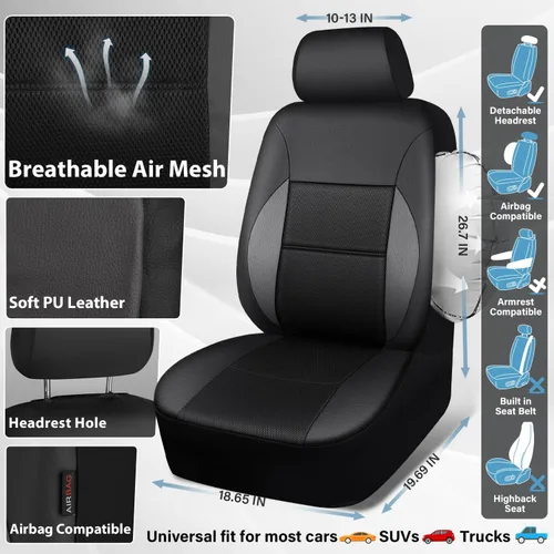 Vista 3 de CAR PASS Fundas de Asiento de Cuero de Malla de Aire Transpirable Cubierta de Asiento de Automóvil Juego Completo Esponja Súper de 5mm