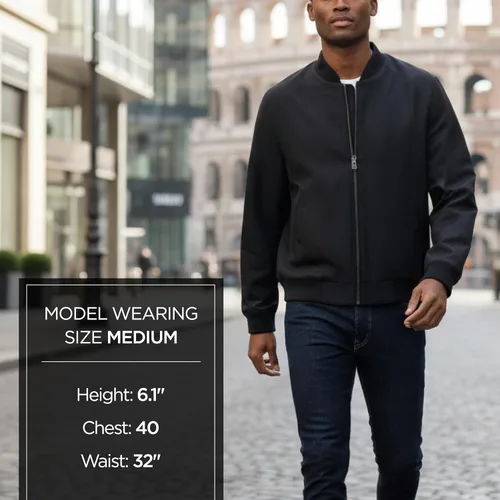 Vista 3 de Michael Kors Men's Lightweight Bomber Jacket, Wind and Water Resistant