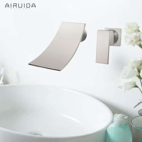 Vista 8 de Airuida Grifo de bañera de montaje en pared, relleno de bañera con boquilla de cascada, grifo mezclador de baño de una sola manija, válvula de latón
