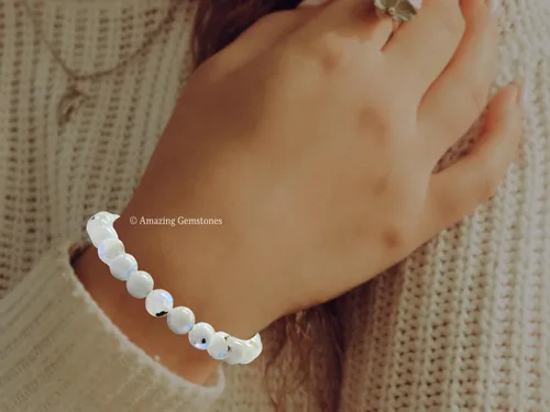 Vista 185 de Amazing Gemstone Crystal Bracelet for Women Men's Gifts - Protection Healing Crystal Bracelet - 8mm Gemstone Beaded Stretchable Bracelet Pulseras