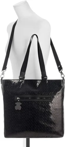 Vista 4 de TOUS Vinilo Impermeable Combinado con Bolso de Compras Efecto Charol para Mujer, 13.4x13.4x11.0 in, Colección Lindsay, Negro