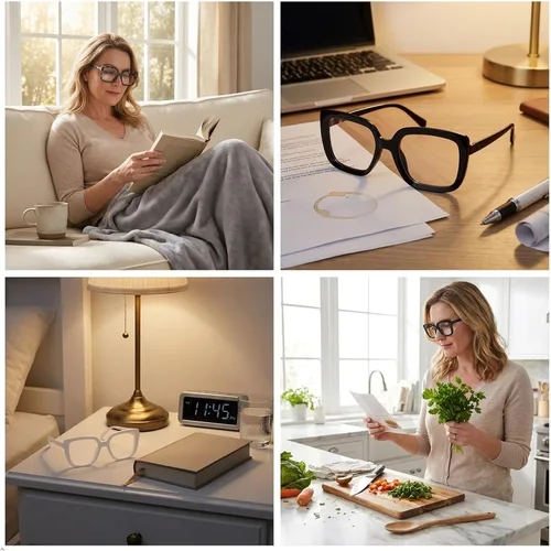 Vista 2 de Eyekepper Gafas de lectura para mujer, paquete de 4 lentes de lectura de marco grande, de gran tamaño Large Womens Eyewear, Square Ladies