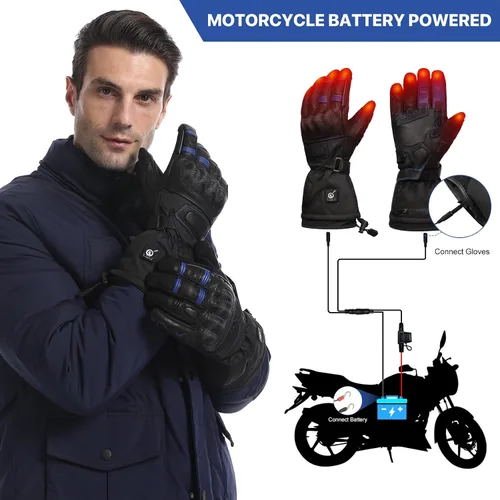 Vista 3 de Savior Professional Heated Motorcycle Gloves for Men Women,Dual Mode Electrically Heated Waterproof and Windproof Gloves with 12V Charging